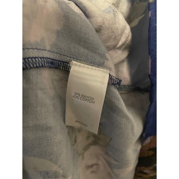 J Jill Tunic Top Womens XL Blue Floral Rayon Cotton V Neck Boho Blouse Artsy - Picture 4 of 8